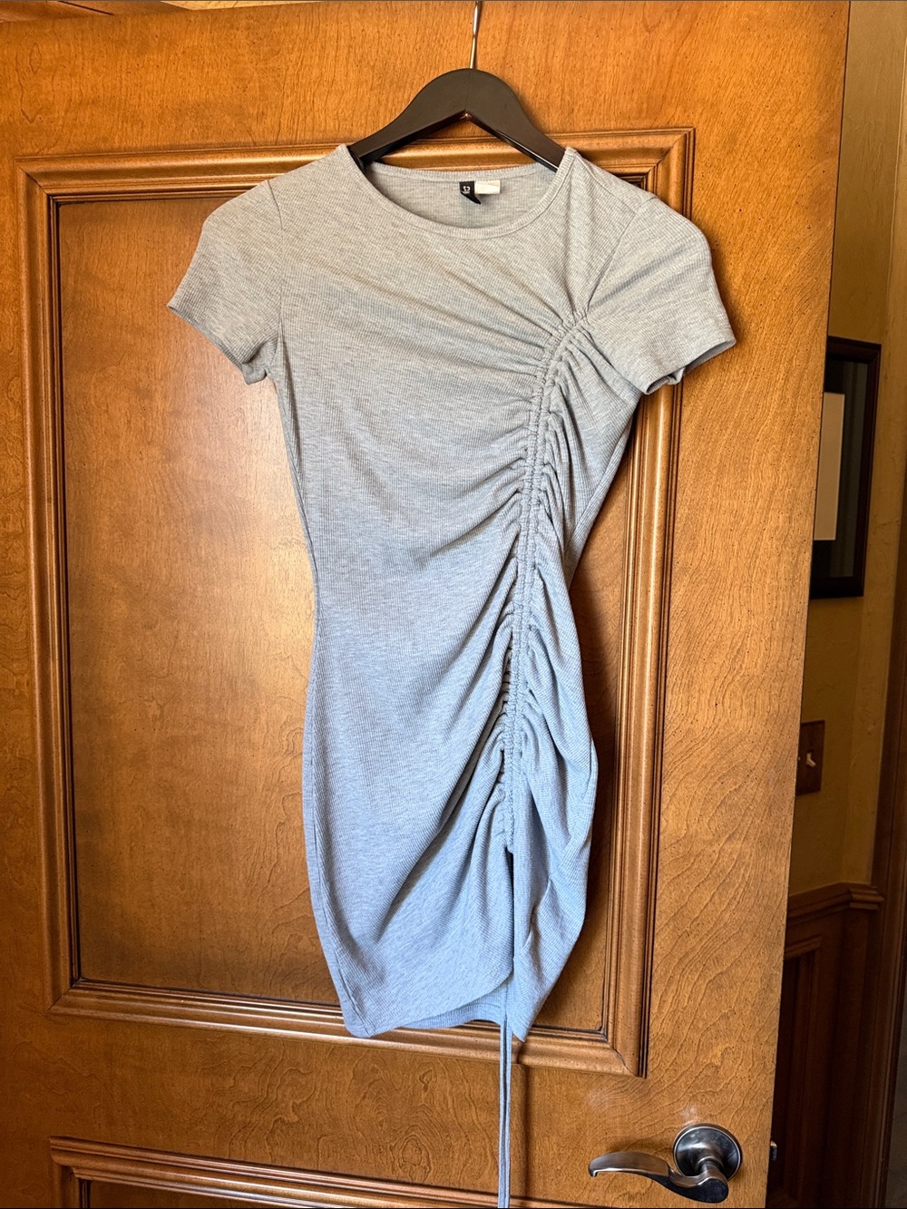 Divided Gray Ruched Side-Tie Mini Dress